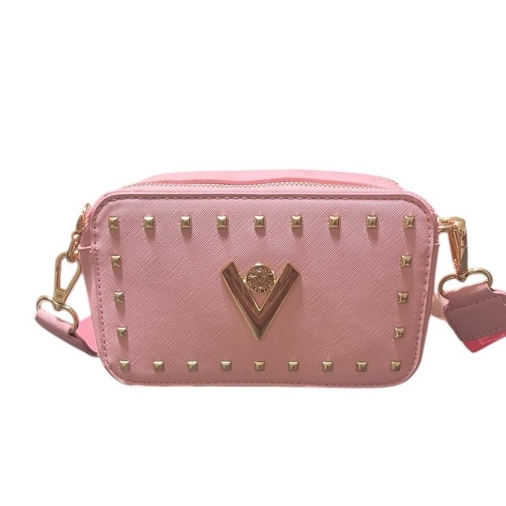 Italian Designer Pink Studded Crossbody Camera Handbag. NWT. Gorgeous color!